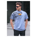 Madmext Blue Printed Men's T-Shirt 6073
