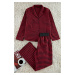 Trendyol Red-Multicolored Plaid Elastic Waist Detailed Woven Pajama Set