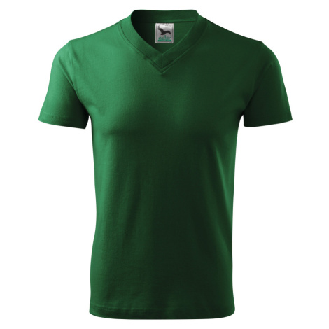 Malfini Heavy V-neck 160 Unisex tričko 102 fľaškovo zelená