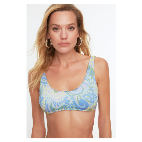 Trendyol Green Floral Print Bandeau Bikini Top