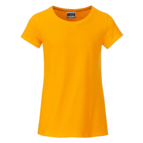 James & Nicholson Klasické dievčenské tričko z biobavlny 8007G - Zlato žltá