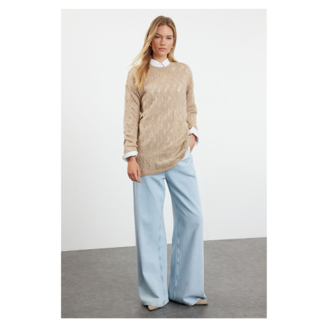 Trendyol Mink Openwork/Hole Knitwear Sweater