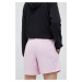 Šortky New Balance dámske, ružová farba, jednofarebné, vysoký pás