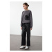 Trendyol Anthracite Soft Touch Parachute Pocket Detailed Oversize/Wide Cut Knitted Sweatshirt