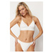 Trendyol Bridal Ecru Triangle Textured Bikini Top