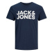 JACK & JONES Tričko  námornícka modrá / šedobiela