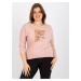Light pink plus size T-shirt with print and inscription