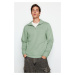 Trendyol Mint Regular/Normal Cut Stand Collar Zippered Cotton Basic Fleece Sweatshirt