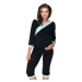 Tehotenské a dojčiace pyžamo s 3/4 nohavicami s brušným panelom a tričkom s 3/4 rukávom s výstri