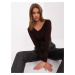 Dark brown smooth women's blouse with long sleeves