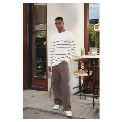 Trendyol Mink Casual Slim Slim Fit Crew Neck Striped Knitwear Sweater