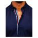 Tmavomodrá pánska elegantá košeľa s dlhými rukávmi BOLF 5801-A