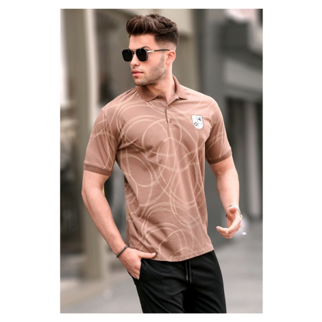 Madmext Brown Patterned Polo Neck T-Shirt 5873