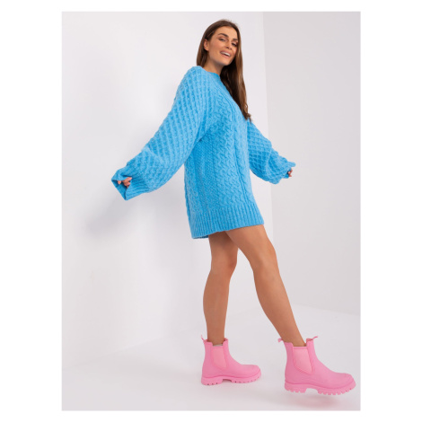 Blue oversize knitted dress
