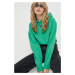 Mikina Tommy Jeans dámska, zelená farba, s kapucňou, jednofarebná