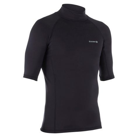 Pánske hrejivé tričko 900 proti UV žiareniu s krátkym rukávom na surf čierne OLAIAN