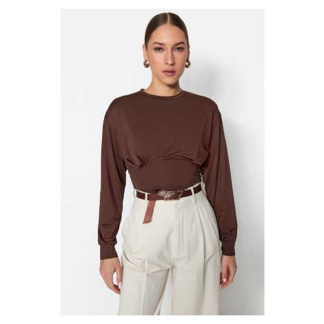 Trendyol Sweatshirt - Brown - Slim fit