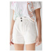 Rifľové krátke nohavice Medicine dámske, biela farba, jednofarebné, vysoký pás