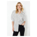 Trendyol Ecru Polka Dot Oversize Wide Fit Woven Shirt