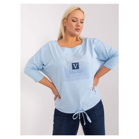 Light blue blouse plus size with print