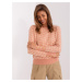 Dusty pink and beige women's sweater with patterns