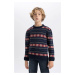 DEFACTO Boy's New Year's Themed Crew Neck Knitwear Sweater