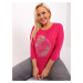 Fuchsia women's plus blouse with 3/4 sleeves