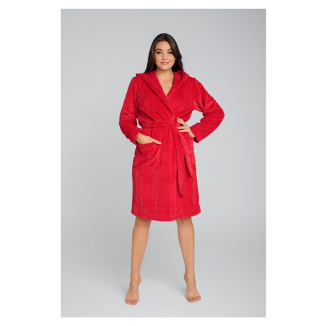 Women's bathrobe Zala with long sleeves - red Italian Fashion