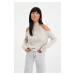 Trendyol Stone Silvery Window/Cut Out Detail Knitwear Sweater