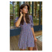 Madmext Purple Flower Patterned Watermelon Sleeve Mini Dress