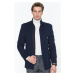 PLT8378 DEWBERRY MEN'S COAT-PLAIN NAVY BLUE