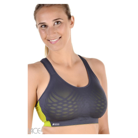 Športová podprsenka SHOCK ABSORBER ULTIMATE FLY BRA, 75B, šedá-zelená Farba: Sivá