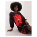 Black trapeze dress with flowers