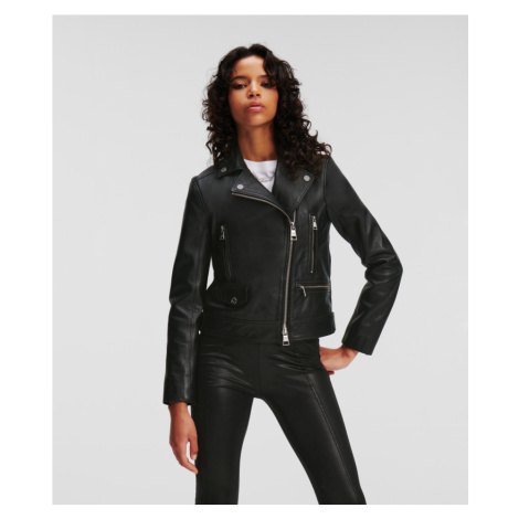 Bunda Karl Lagerfeld Leather Biker Jacket Čierna