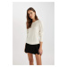 DEFACTO Women's Regular Fit Soft Texture Crew Neck Basic Plain Knitwear Sweater