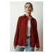 Happiness İstanbul Women's Tile Corduroy Velvet Woven Jacket Shirt