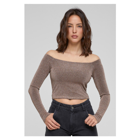 Women's Off Shoulder Glitter Long Sleeve Gold Urban Classics