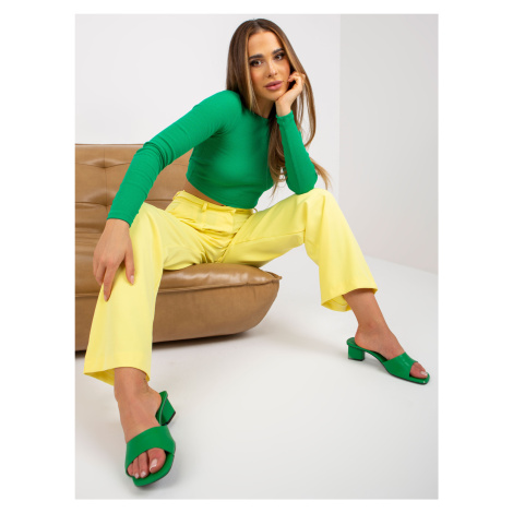 RUE PARIS light yellow fabric trousers with wide legs