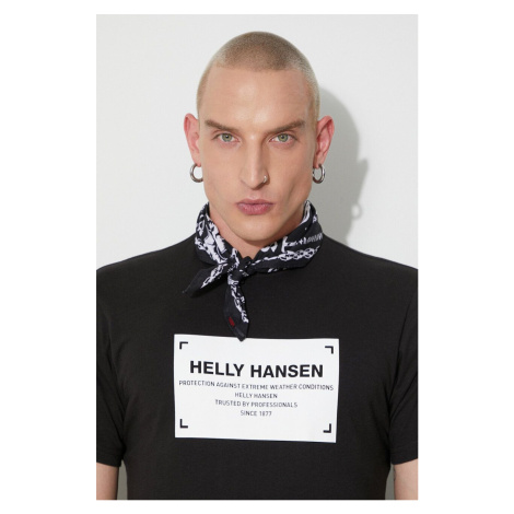 Bavlnené tričko Helly Hansen 53976-001, čierna farba, s potlačou