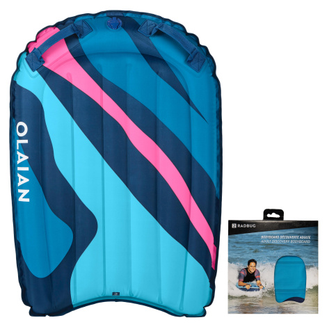 Bodyboard Compact nafukovací pre začiatočníkov 25 – 90 kg modro-ružový OLAIAN