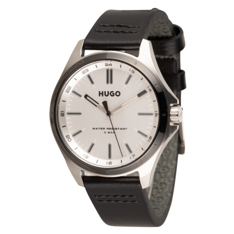 HUGO Analógové hodinky '#Complete'  čierna / strieborná / biela Hugo Boss