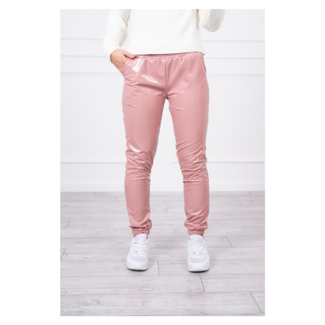 Two-layer trousers with dark pink velour