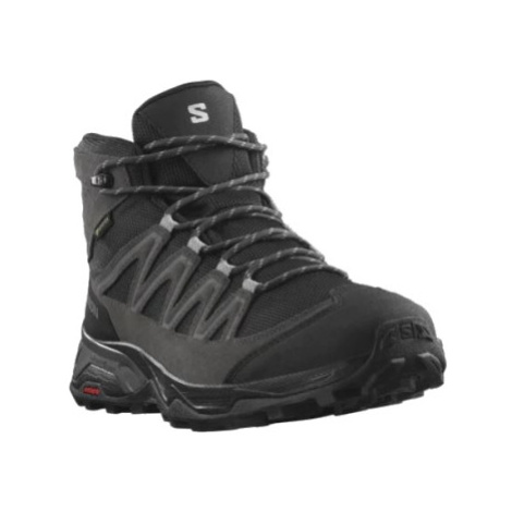 Dámska členková turistická celokožená obuv SALOMON X Ward Leather Mid GTX phantom black magnet