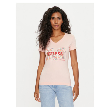 Guess Tričko W4GI23 J1314 Ružová Slim Fit