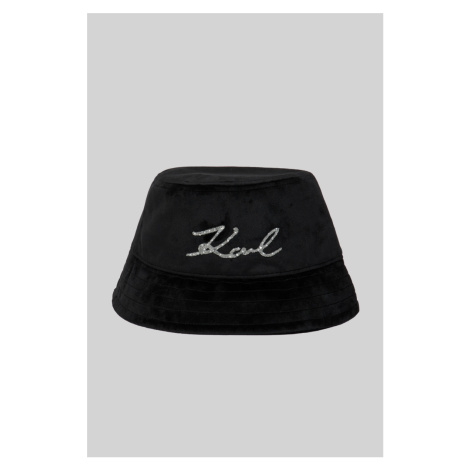 Klobúk Karl Lagerfeld K/Signature Velvet Buckethat Čierna