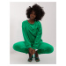 Green casual velour set with sweatshirt