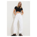 Trend Alaçatı Stili Women's White Elastic Waist And Cuff Cargo Jogger Pants With Pocket