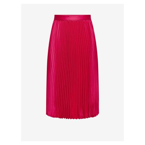 Women's Dark Pink Satin Pleated Midi Skirt JDY Sarah - Women