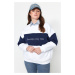 Trendyol Curve White Thick Fleece Inside Embroidery Detailed Knitted Sweatshirt