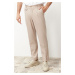 Trendyol Beige Italian Cut Pleated Fabric Trousers